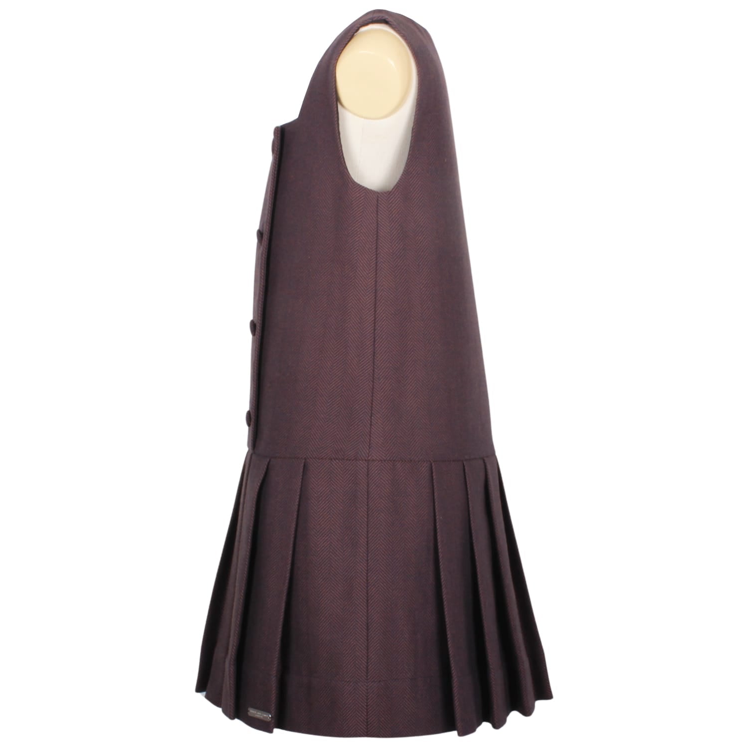 Nelly Pinafore Dress Brown Herringbone