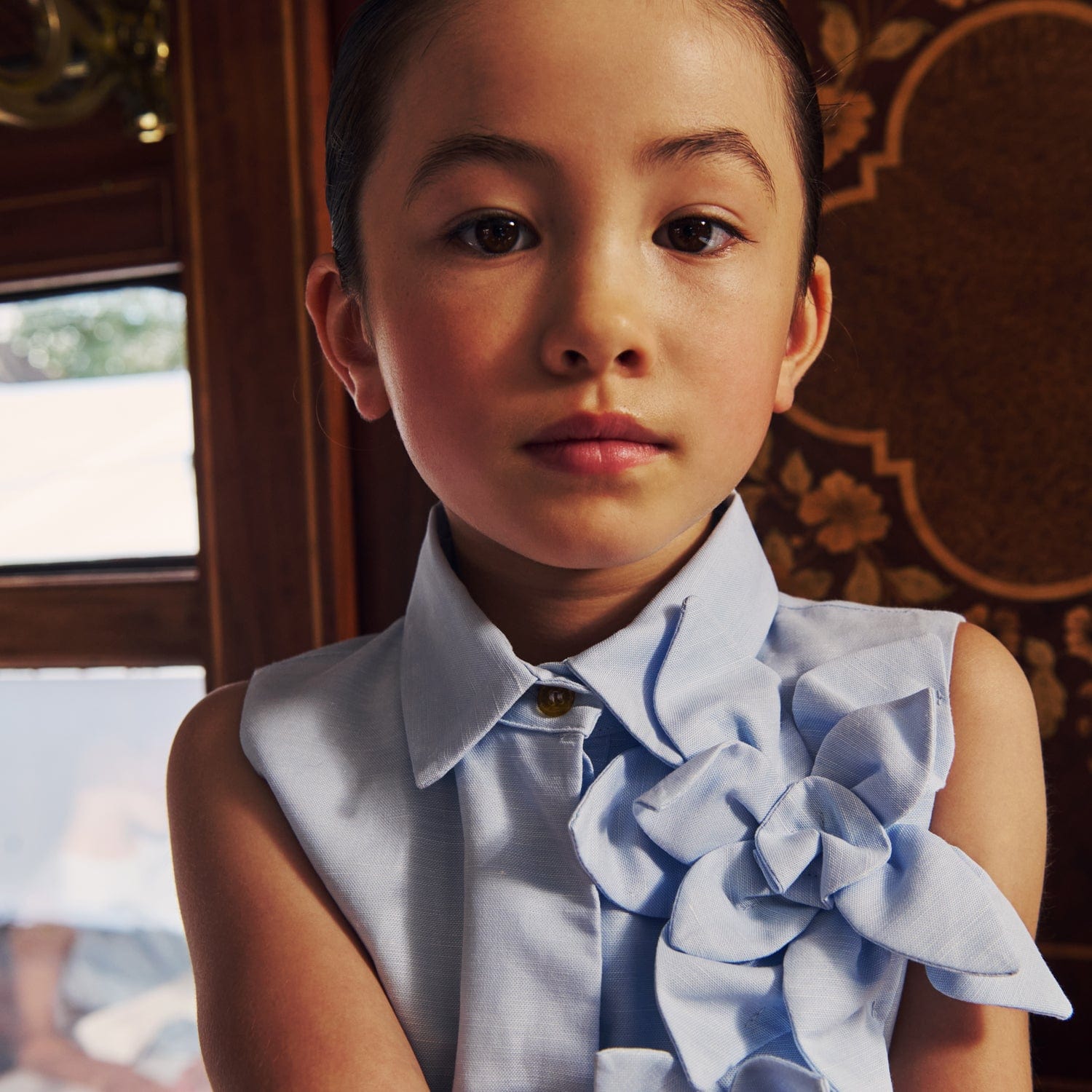 Evergreen Dress Blue Clouds