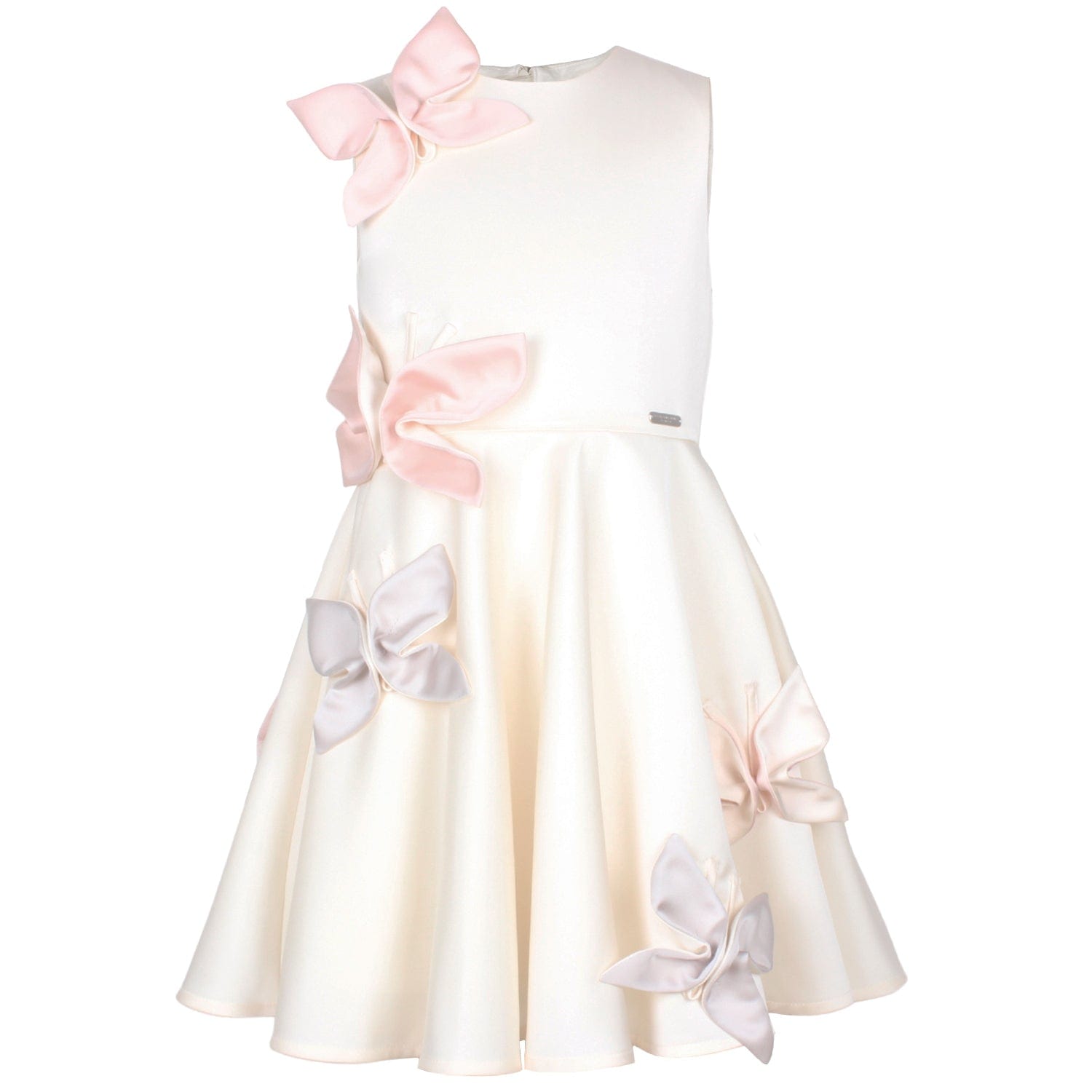 Jessie And James Girls Satin Butterfly Dress in Ivory