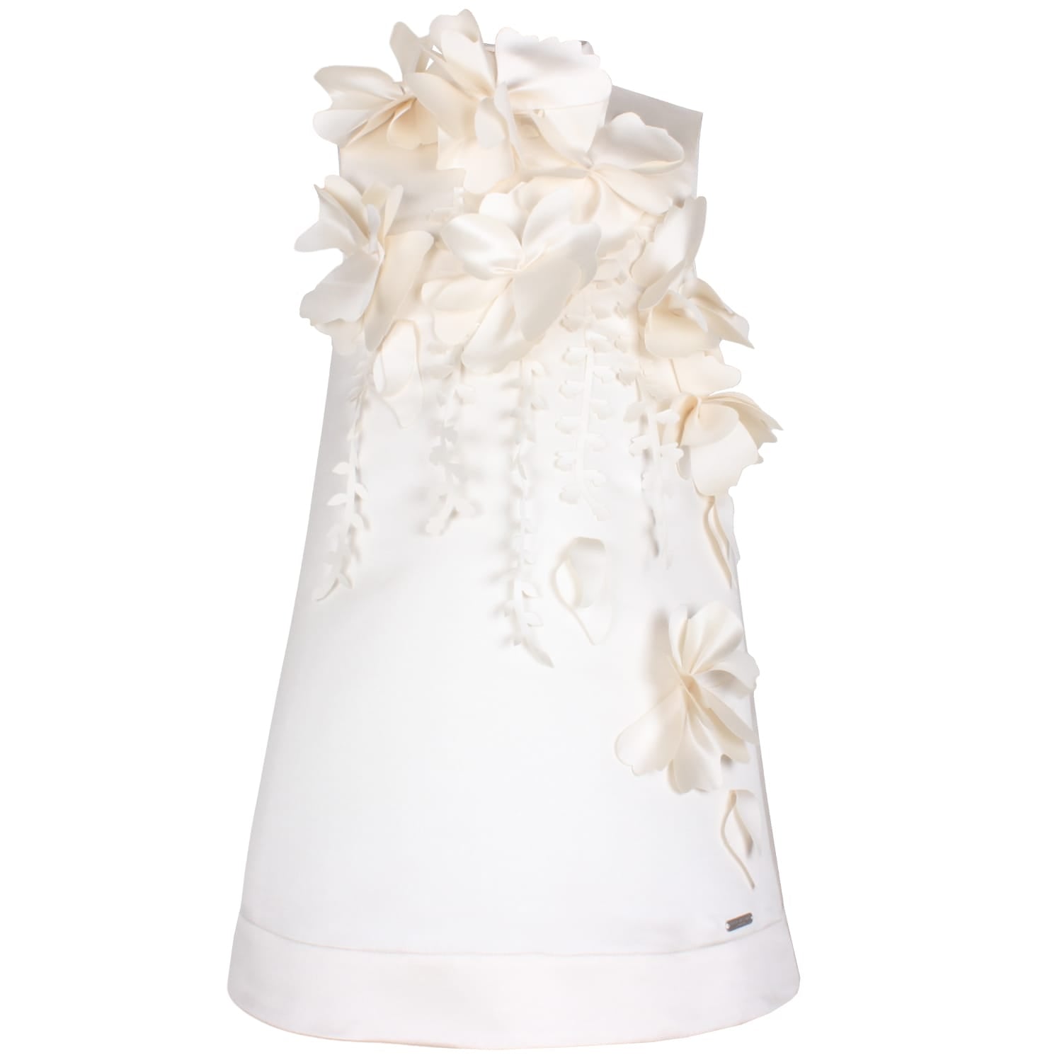Echo of Leaves Dress Creme Satin