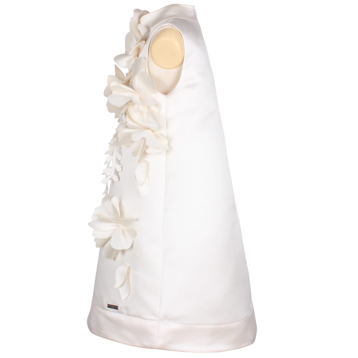 Echo of Leaves Dress Creme Satin