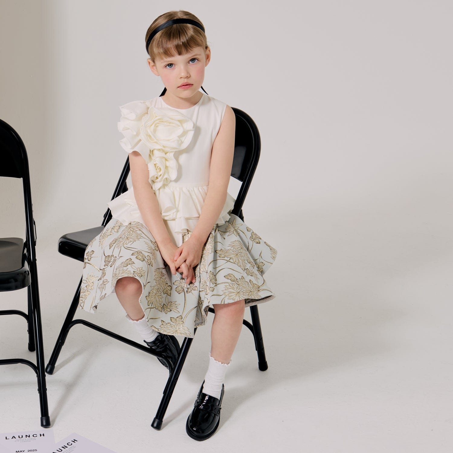 In Bloom Dress Gold Vines Jacquard