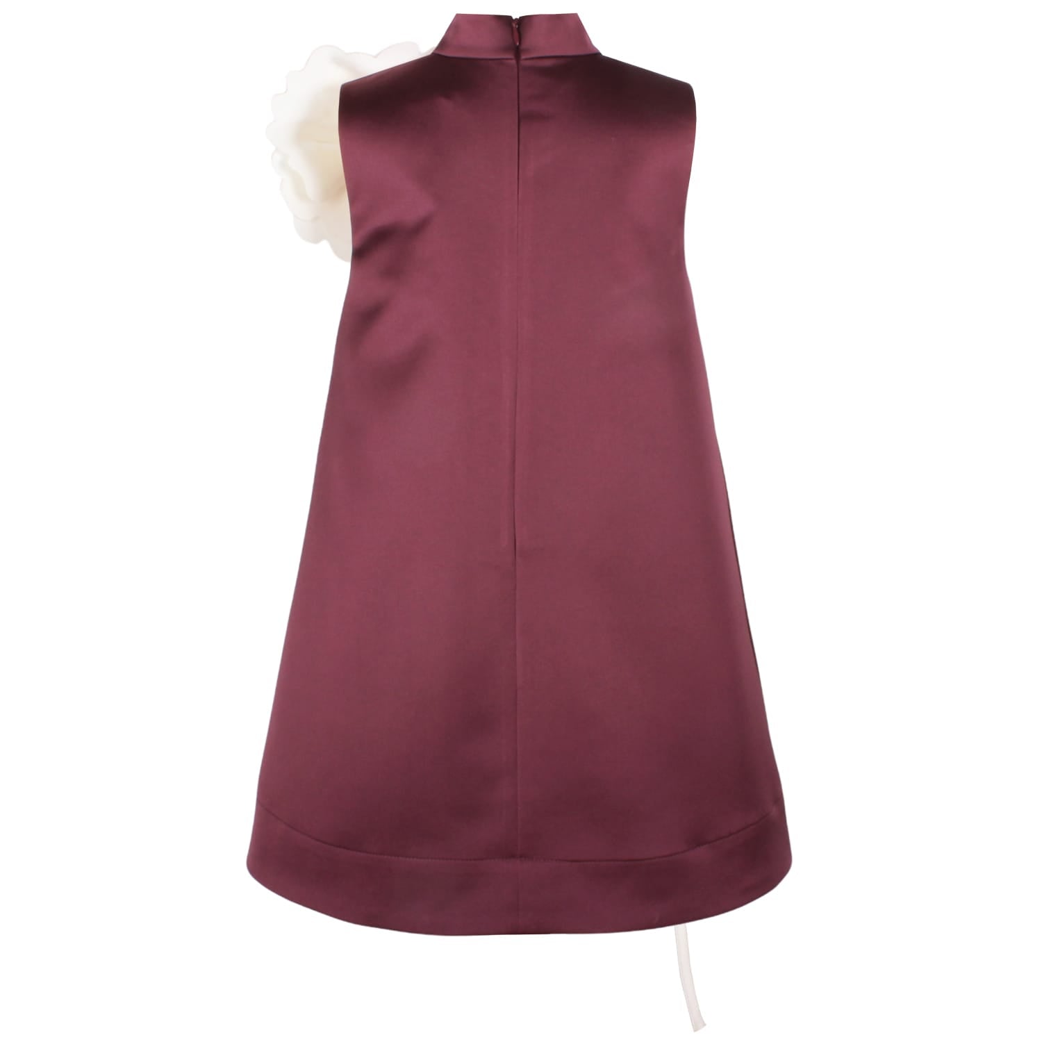 Kiss Me Over The Garden Fence Dress Burgundy Satin