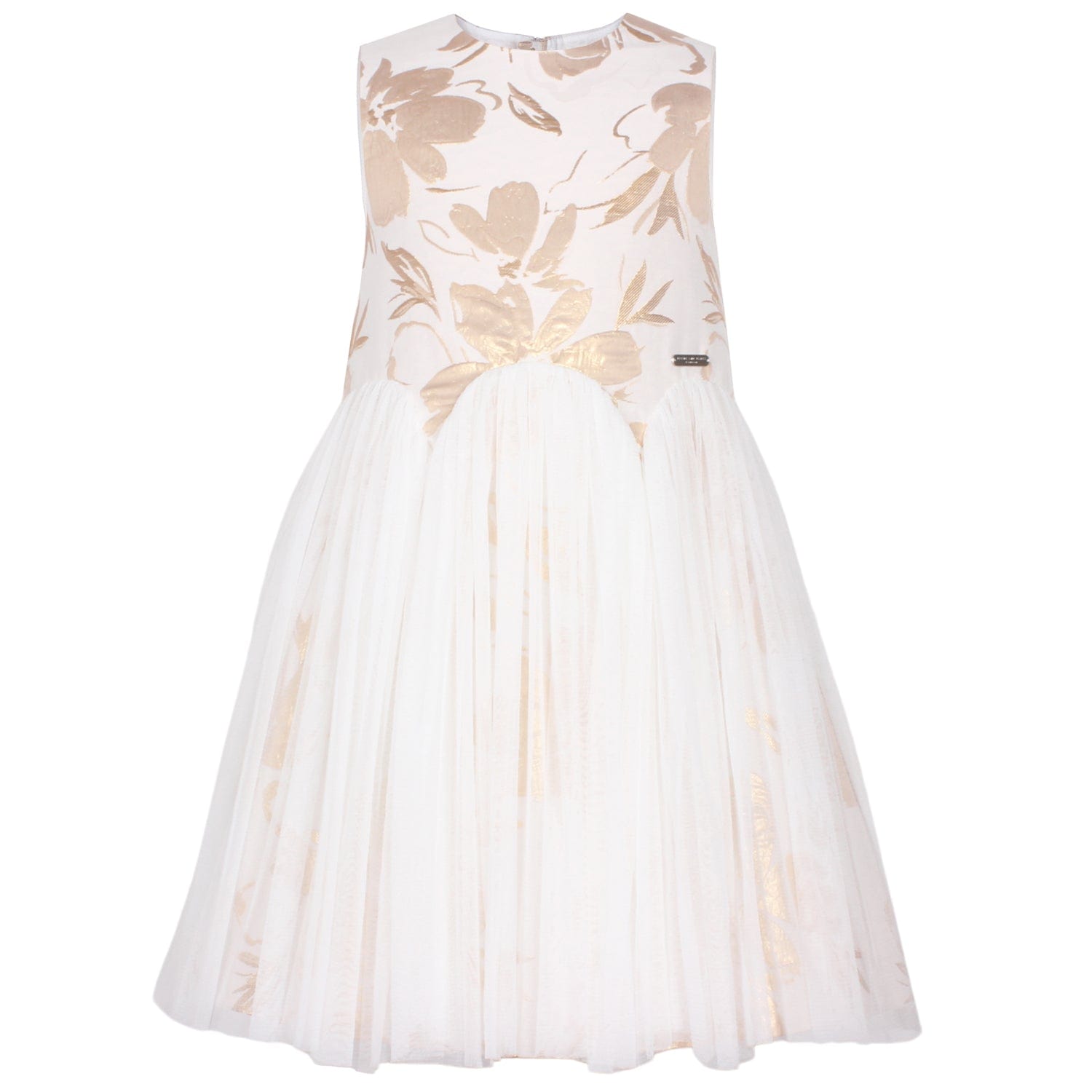 Lily of the Valley Dress Gold Abstract Floral Jacquard