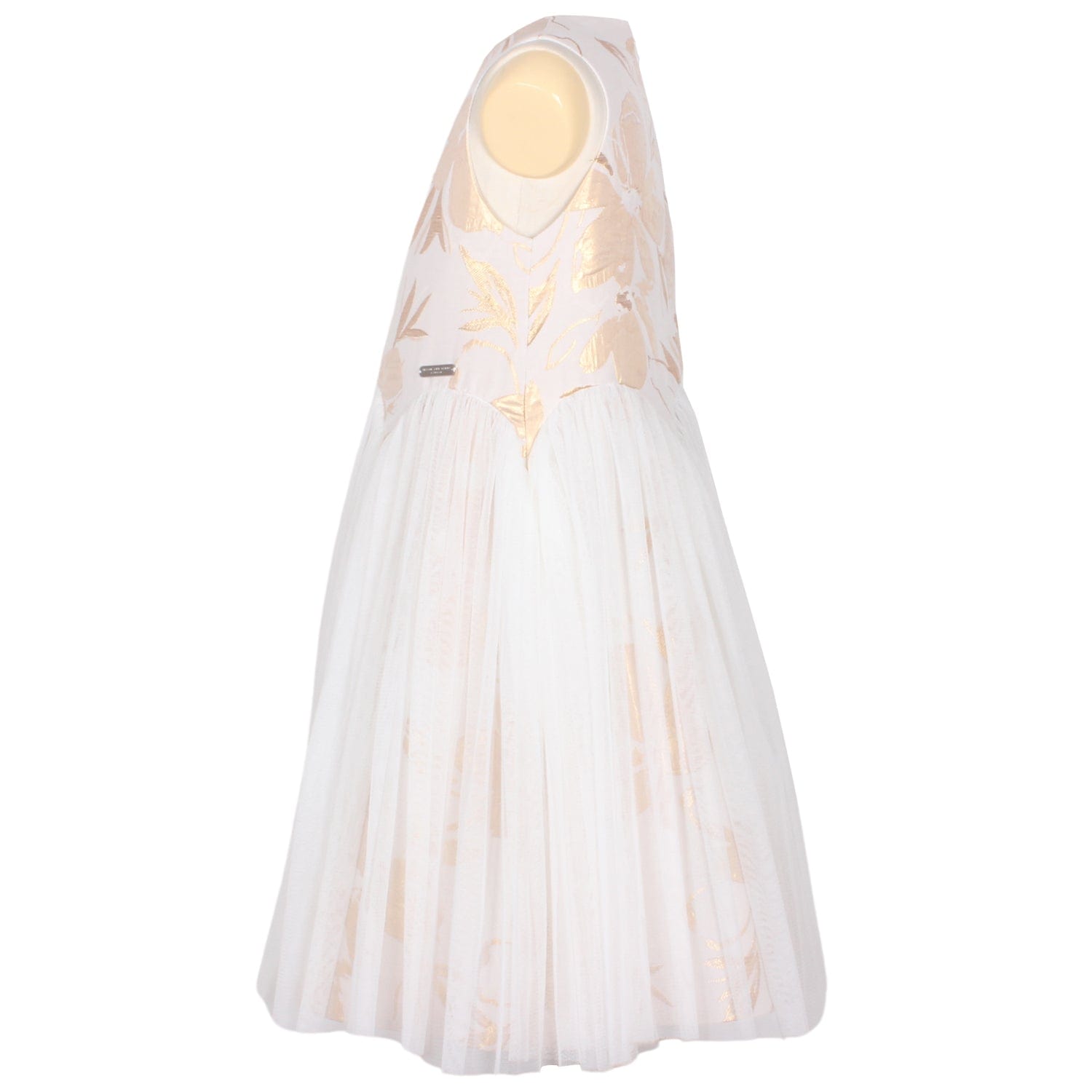 Lily of the Valley Dress Gold Abstract Floral Jacquard