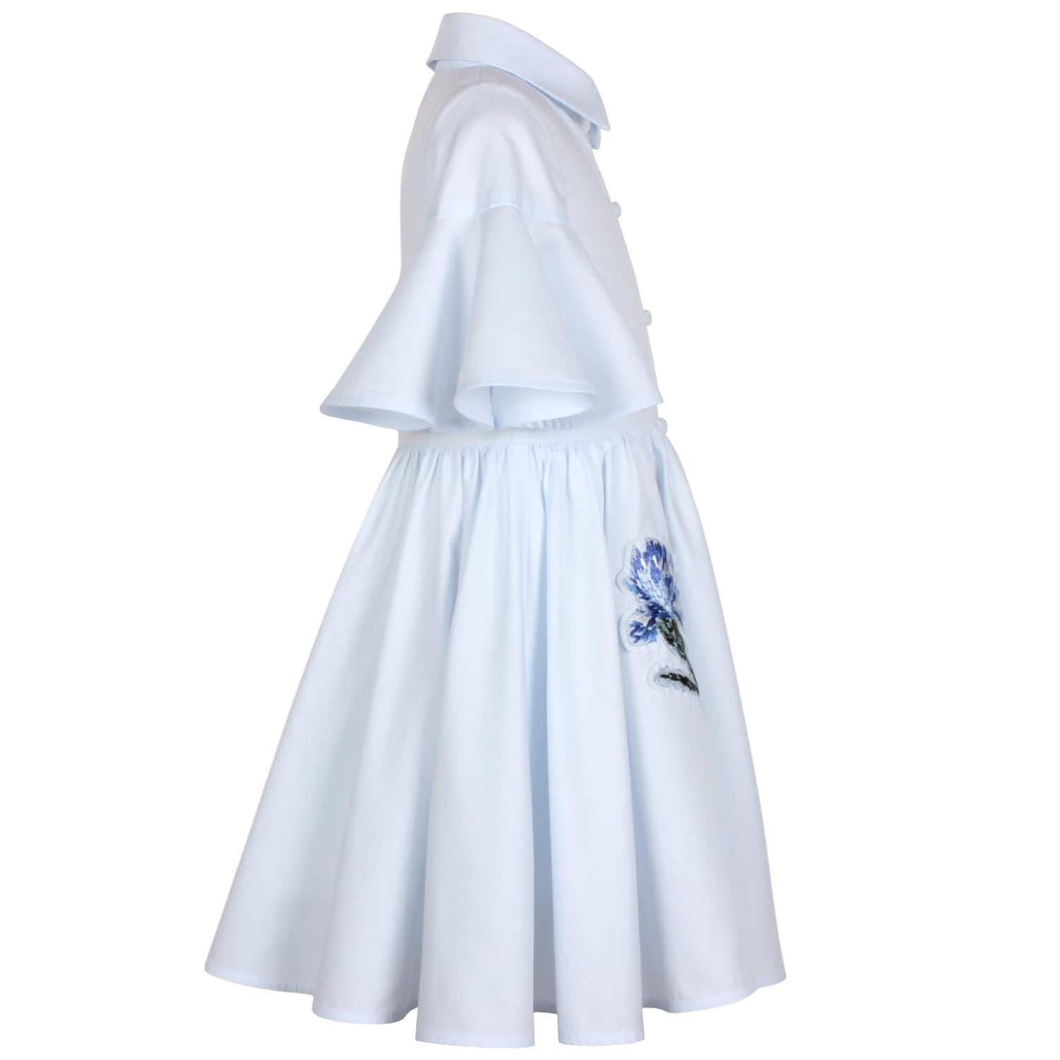 Little Sister Dress Light Blue Flower Embroidery