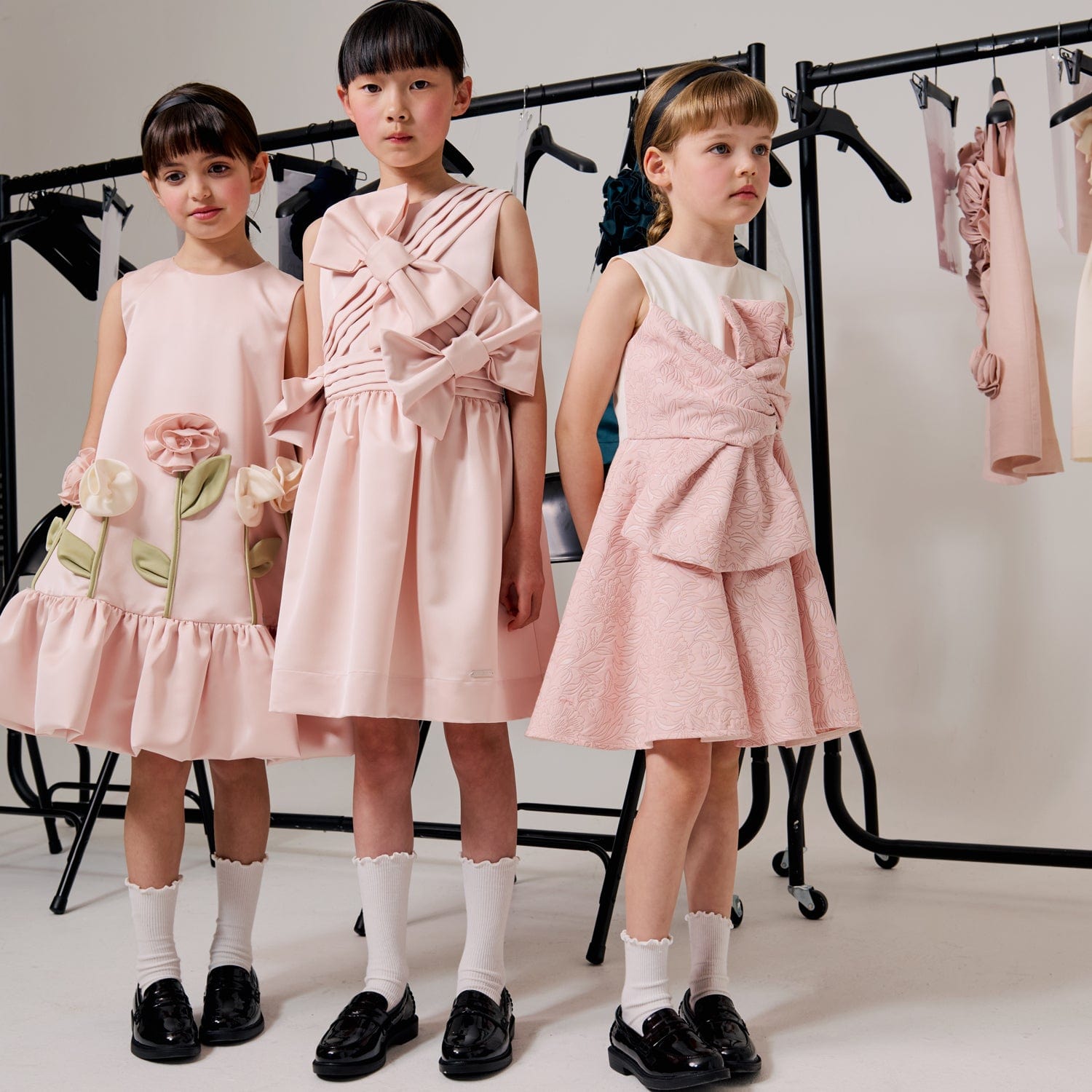 Little Heart Dress Pink Ornamental Jacquard