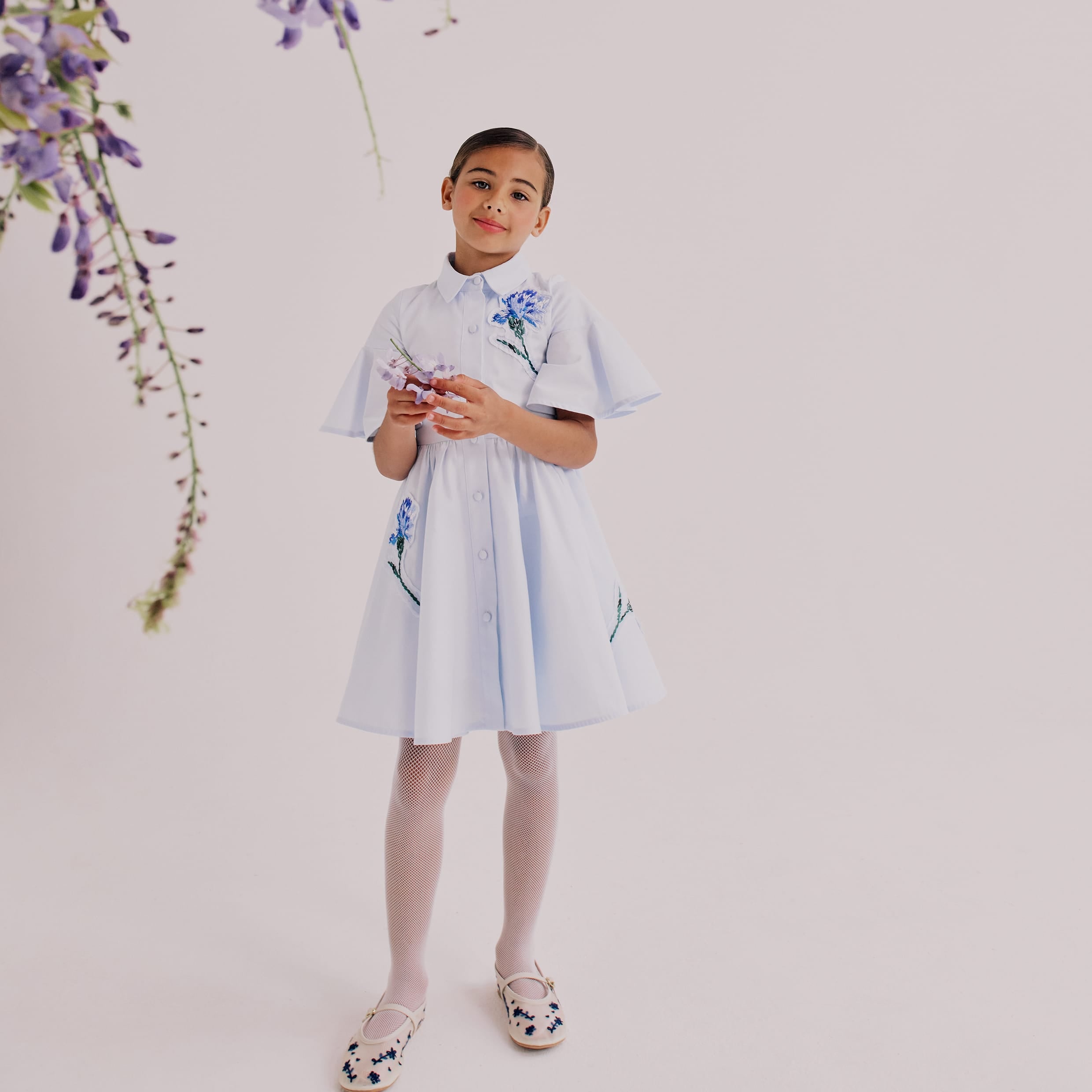 Little Sister Dress Flower Embroidery