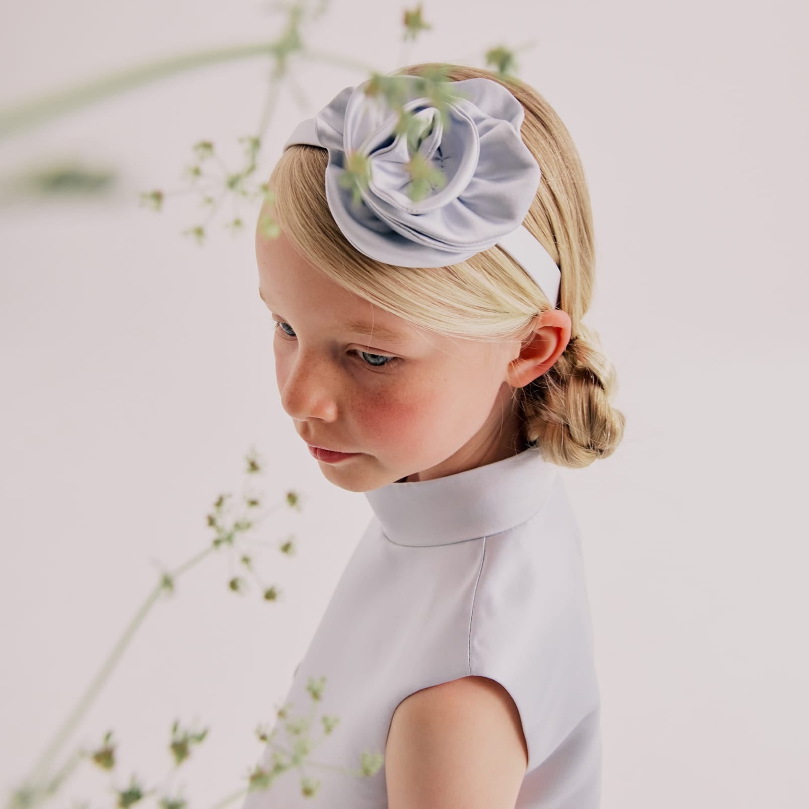 My Rose Headband Blue Satin