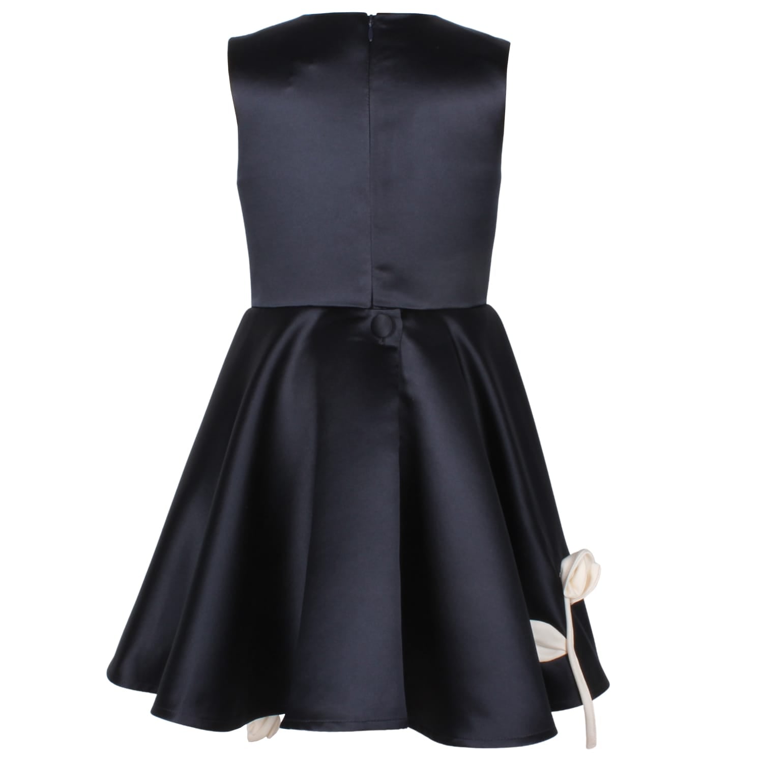 Rain Of Flowers Dress Navy Satin