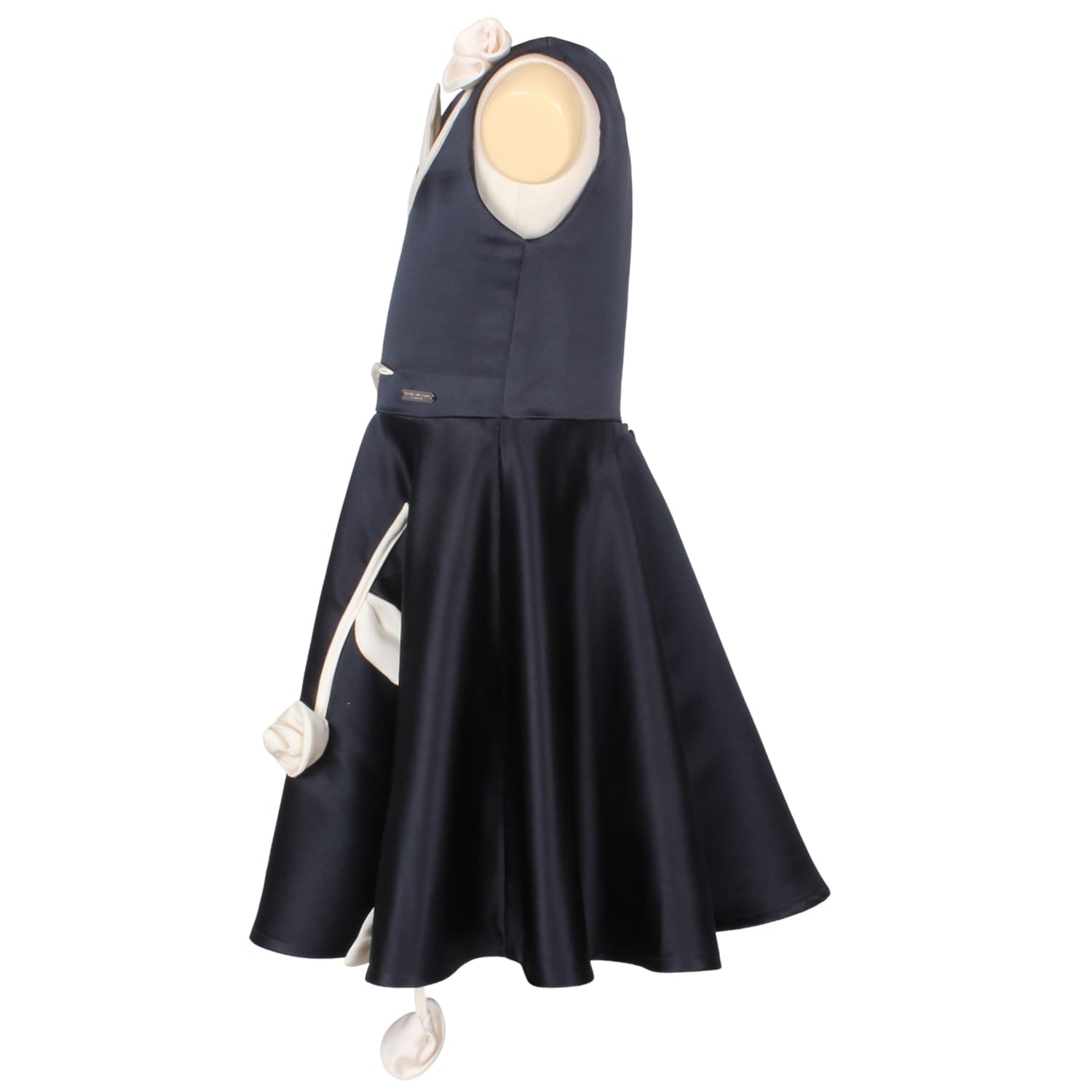 Rain Of Flowers Dress Navy Satin