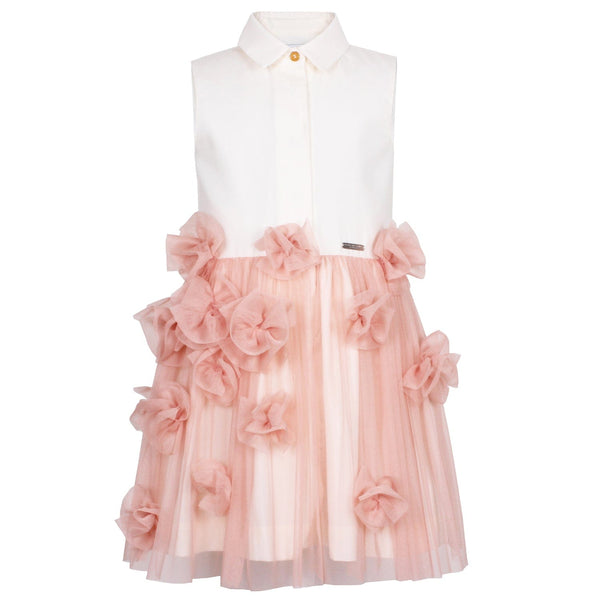 Flounce Tulle Flower Dress Soft Pink