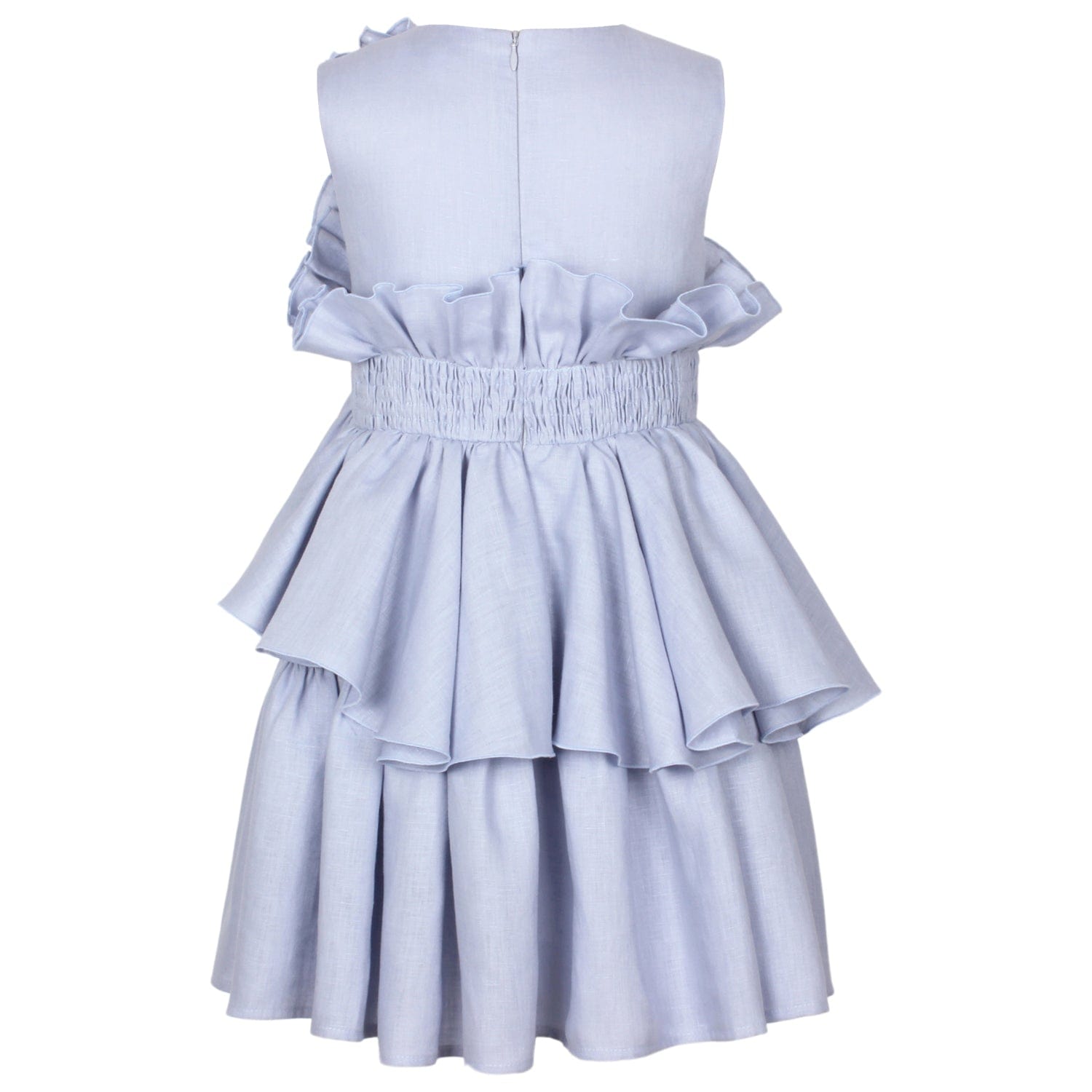 Wreath Dress Blue Linen