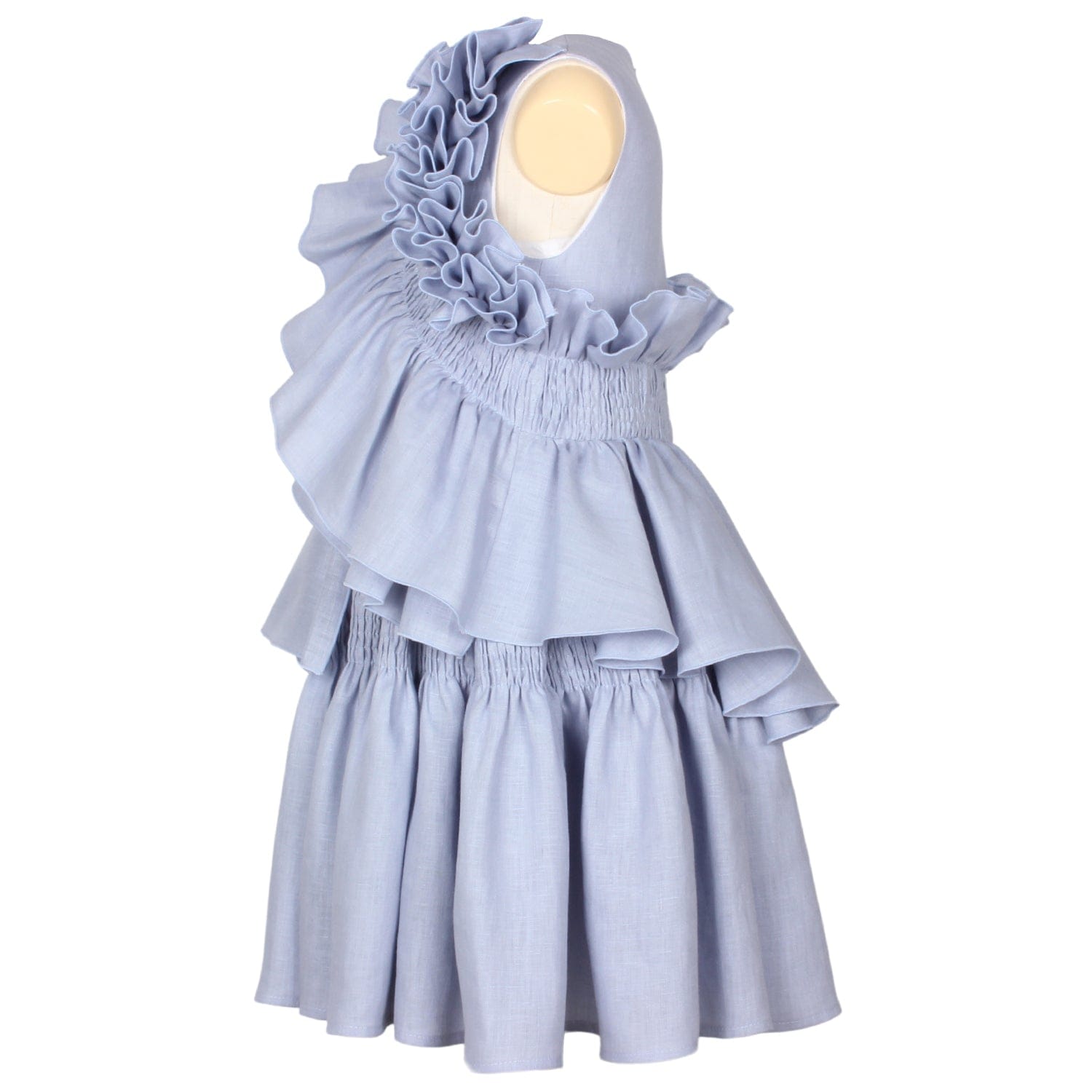 Wreath Dress Blue Linen