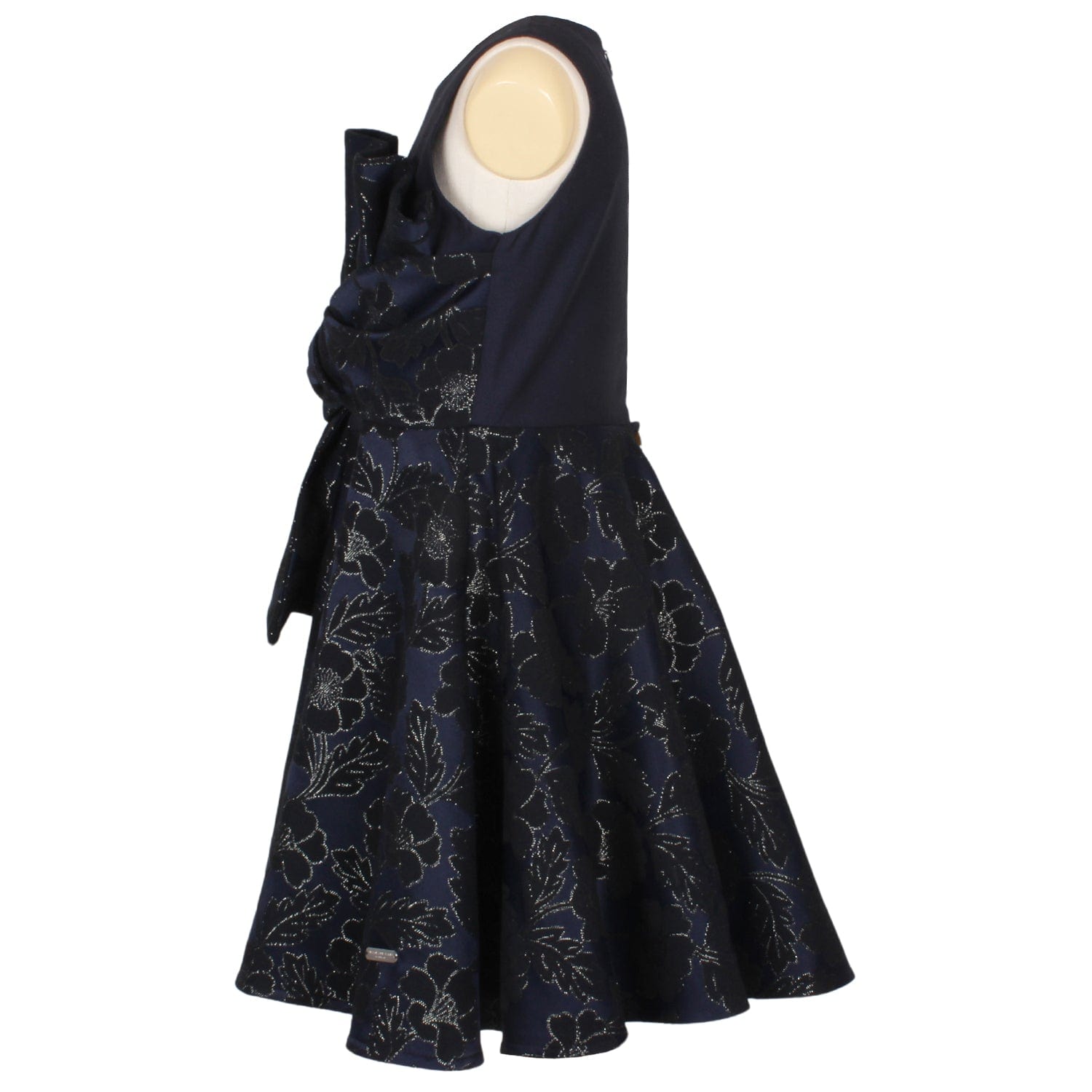 Little Heart Dress Navy Flowers Jacquard 6YRS SAMPLE