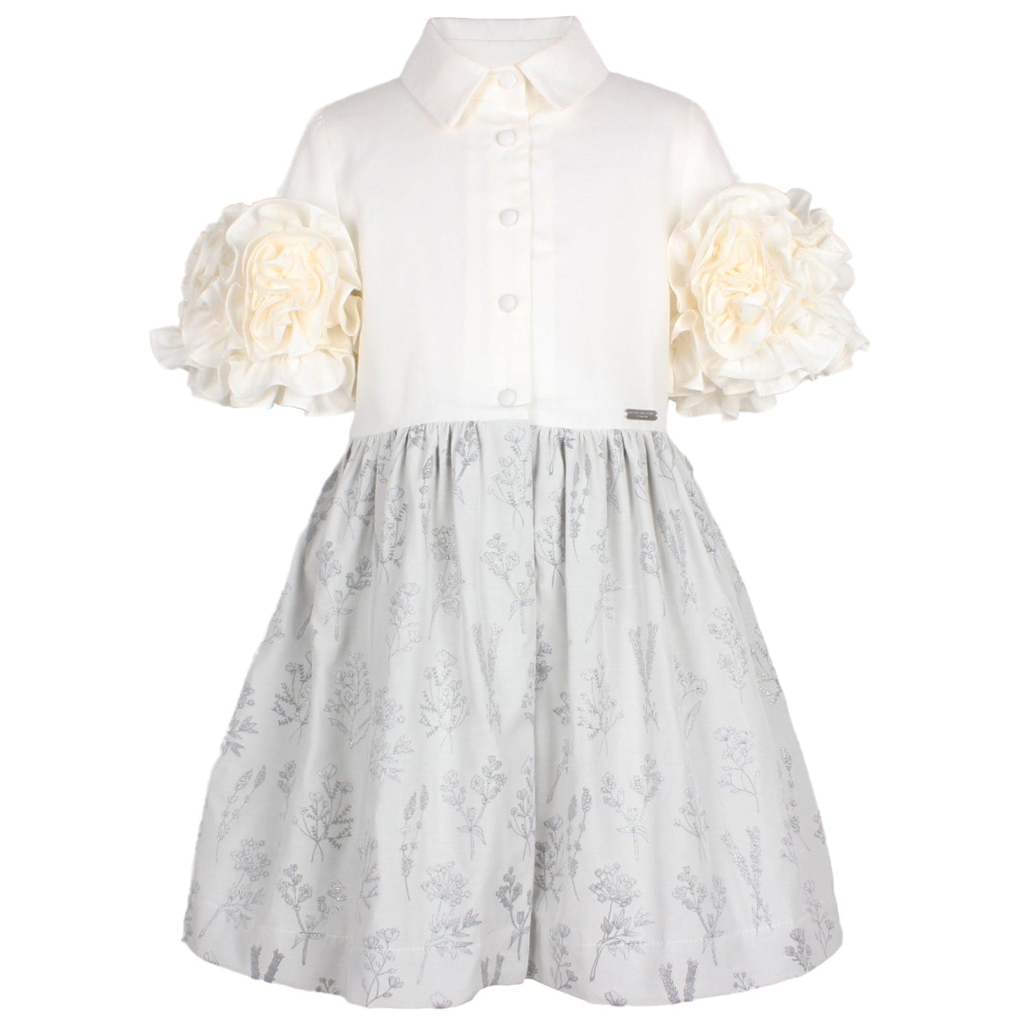 Darling Dress Silver Flowers 6YRS SAMPLE