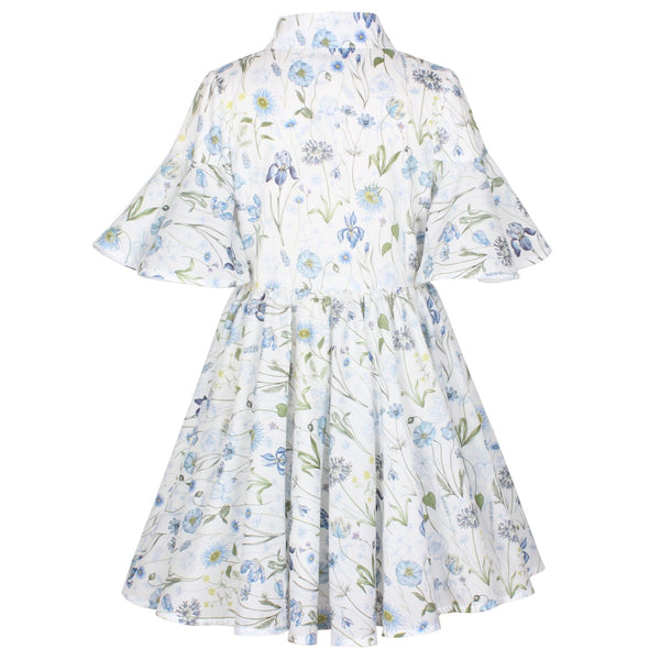 Jessie & James Girls Blue Flower Cotton Shirt Dress