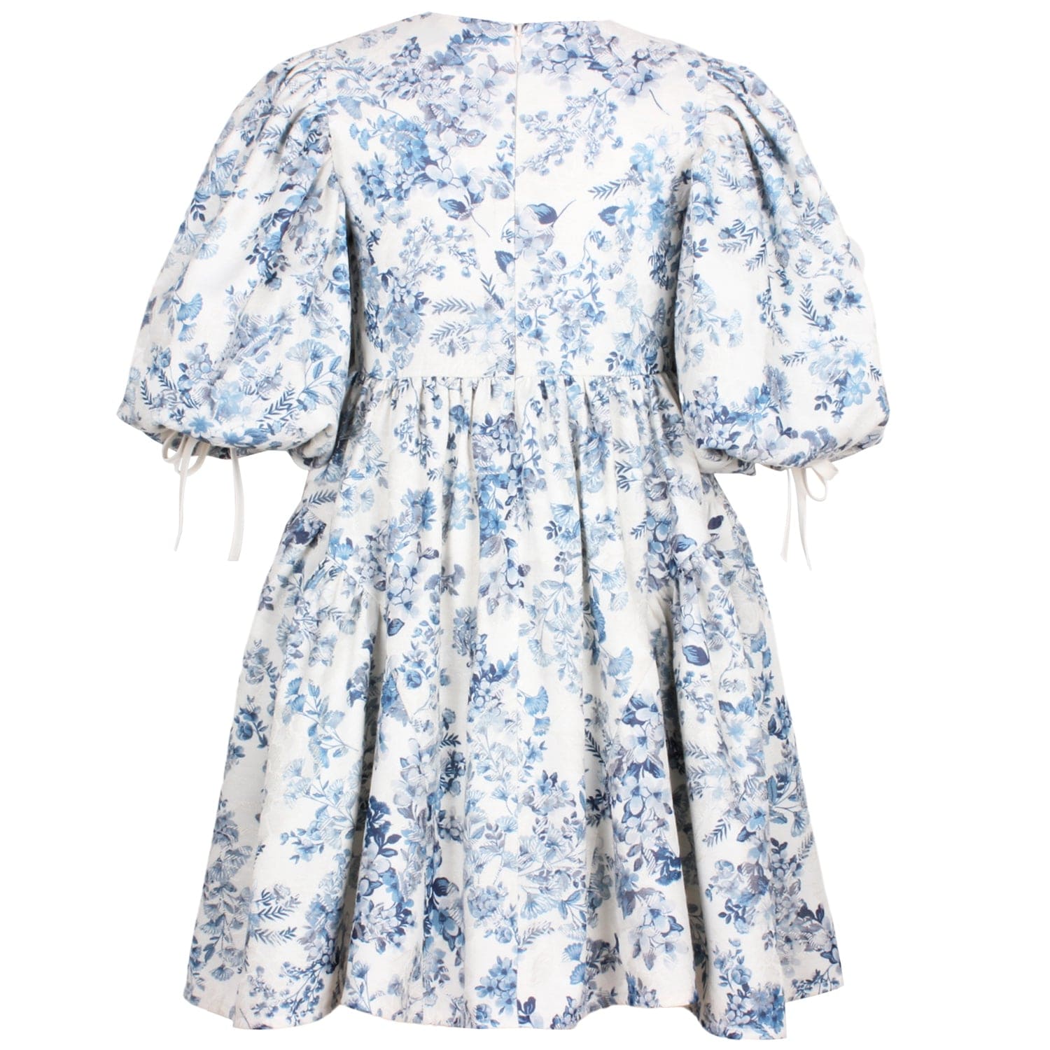 Beautiful Dress Blue Flower Jacquard