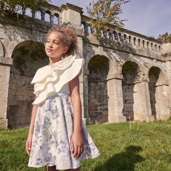 Blustery Dress Blue Lurex Flower