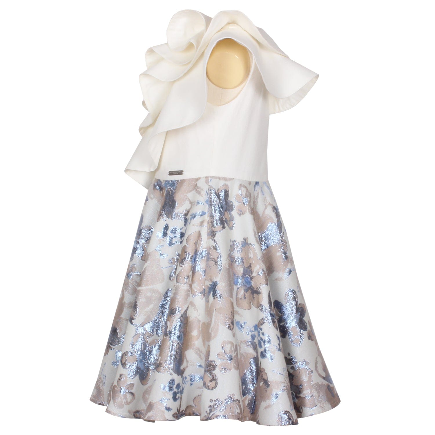 Blustery Dress Blue Lurex Flower