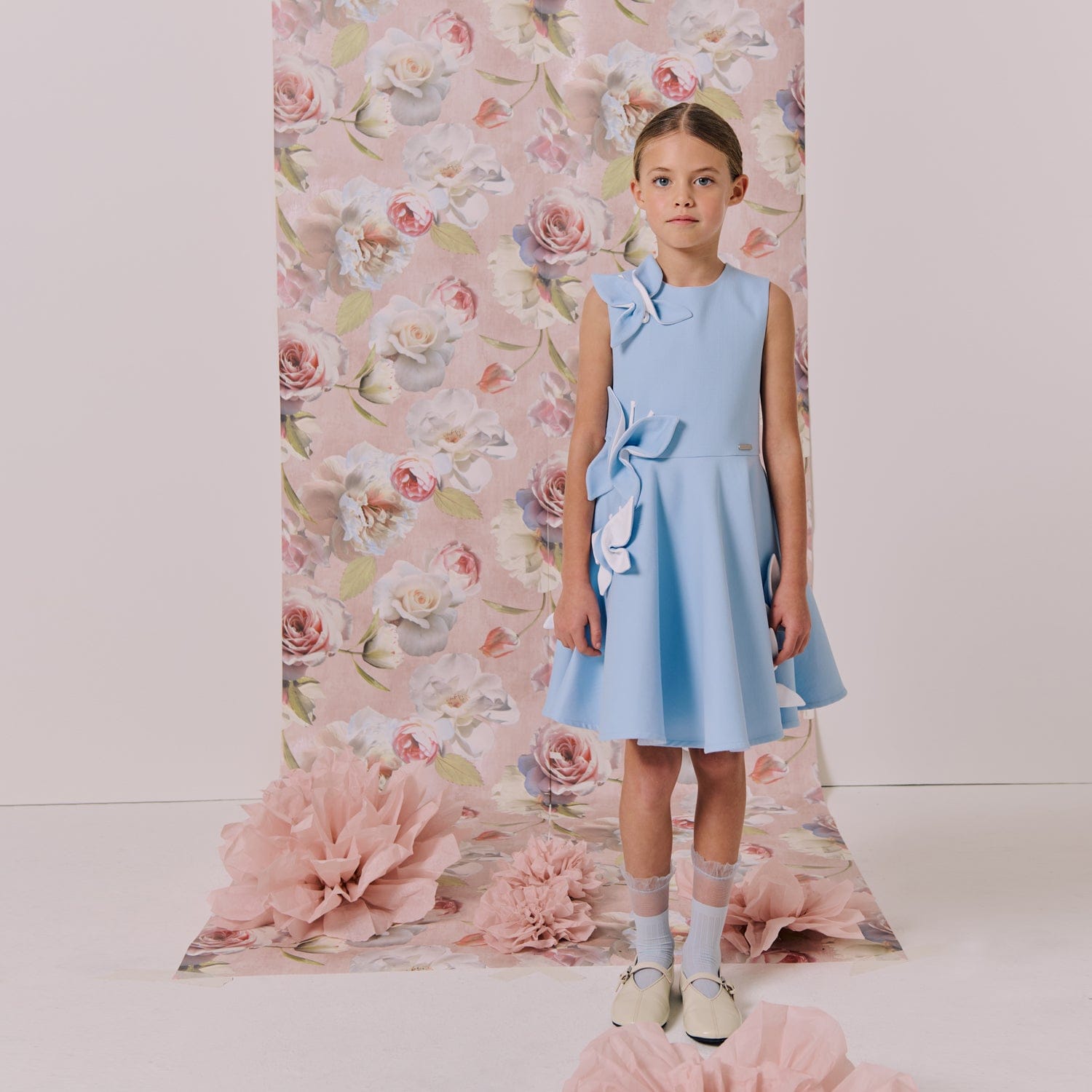 Butterfly Dress Creme Satin