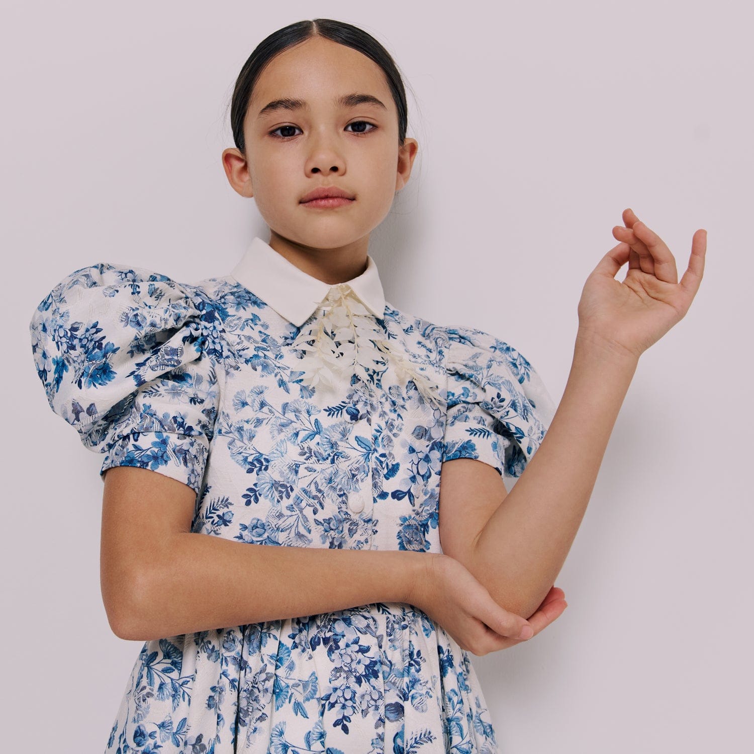 Carousel Dress Blue Flower Jacquard