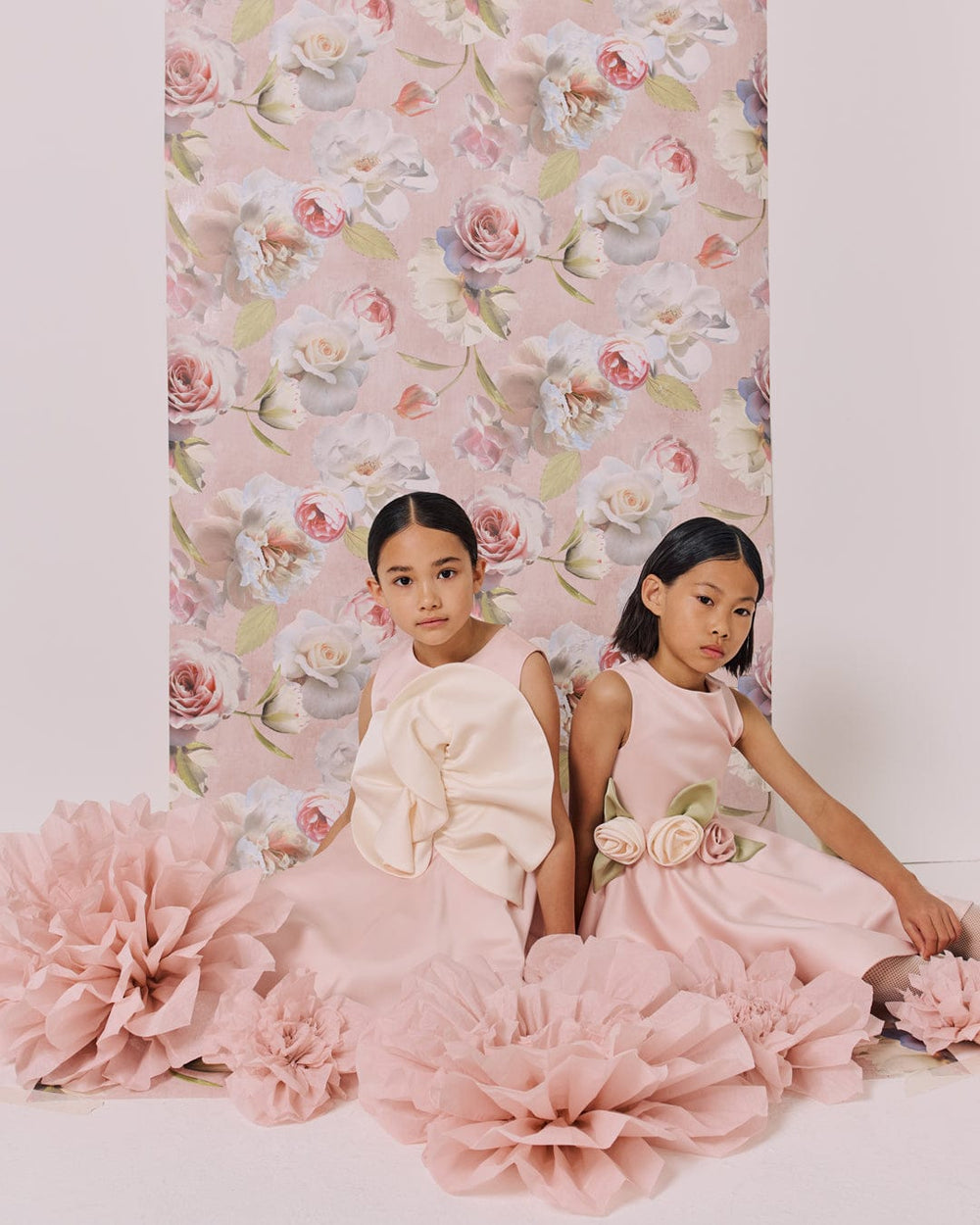 Jessie And James Girls Satin Midsommer Dress in Pink main image 1