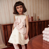 From Bud To Bloom Dress White & Pink Satin