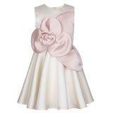 From Bud To Bloom Dress White & Pink Satin