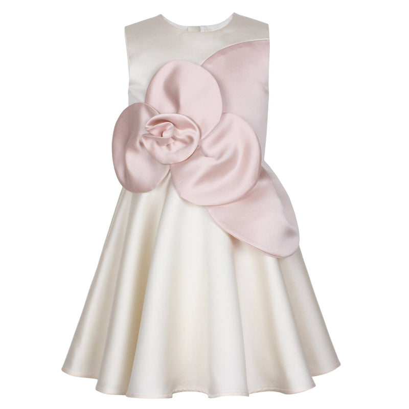 From Bud To Bloom Dress White & Pink Satin