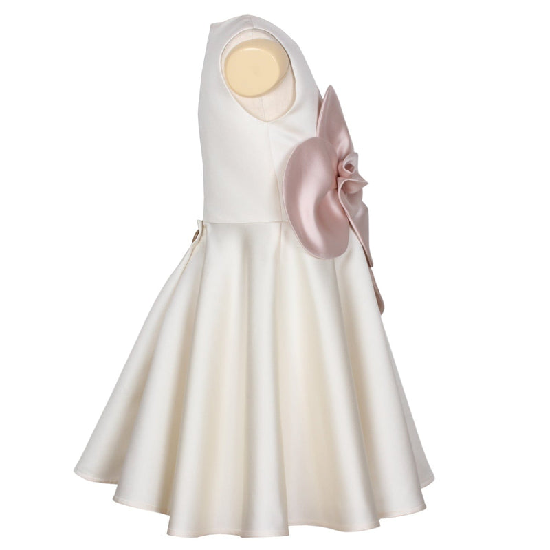 From Bud To Bloom Dress White & Pink Satin