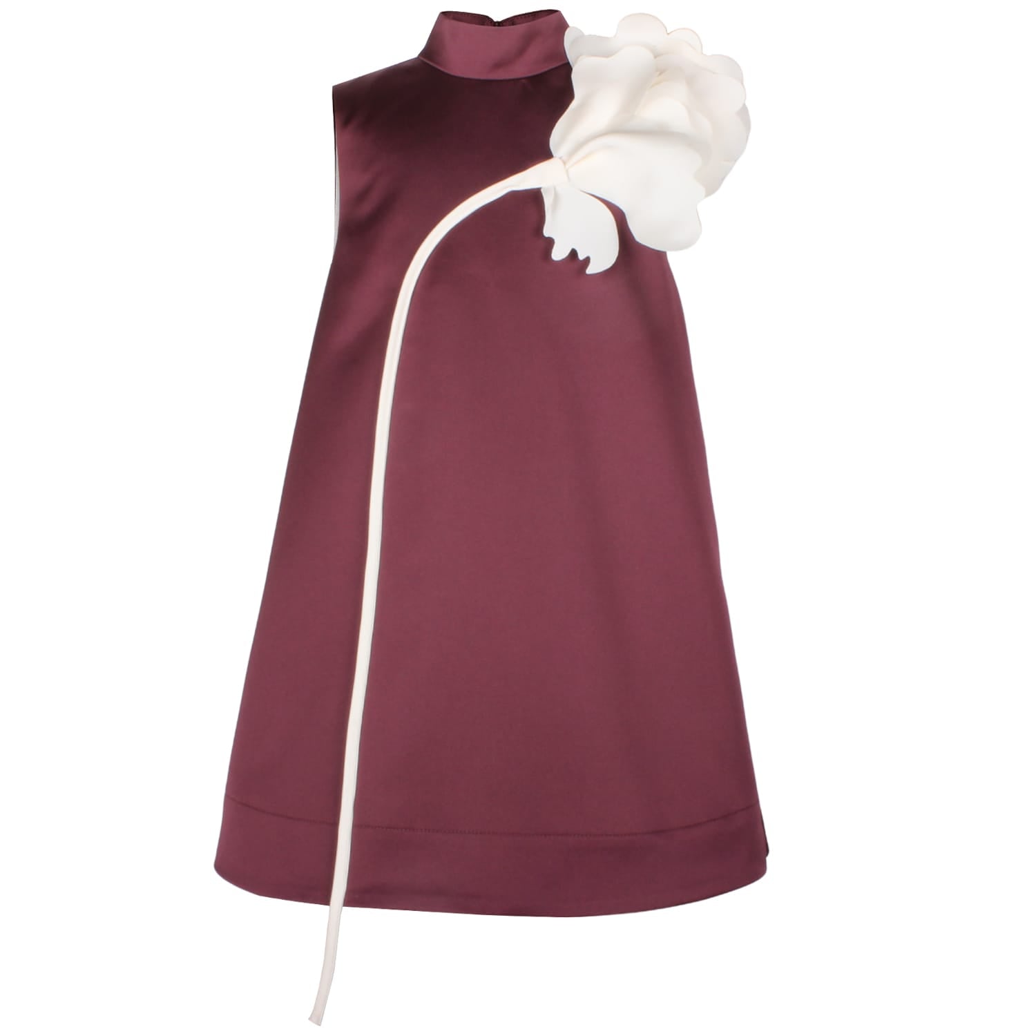 Kiss Me Over The Garden Fence Dress Burgundy Satin