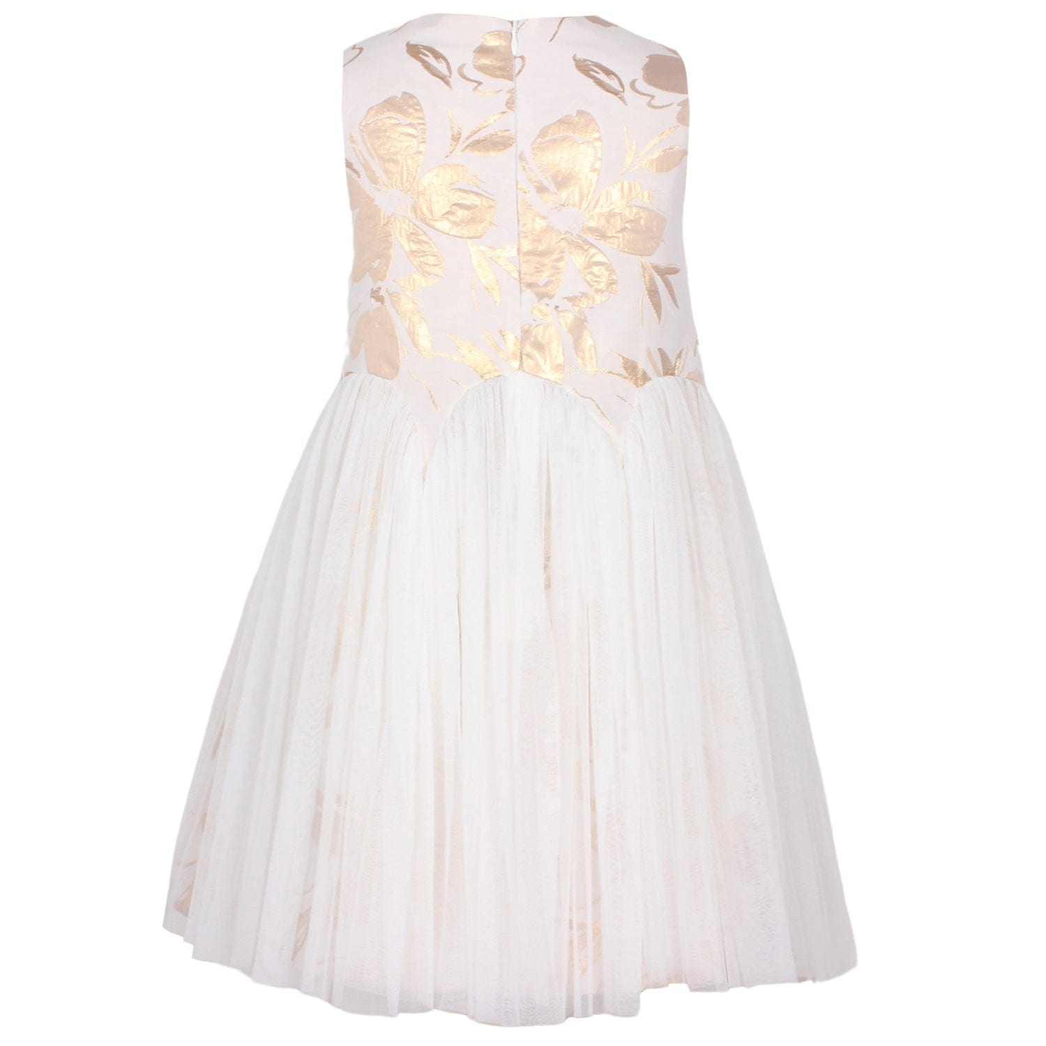 Lily of the Valley Dress Gold Abstract Floral Jacquard