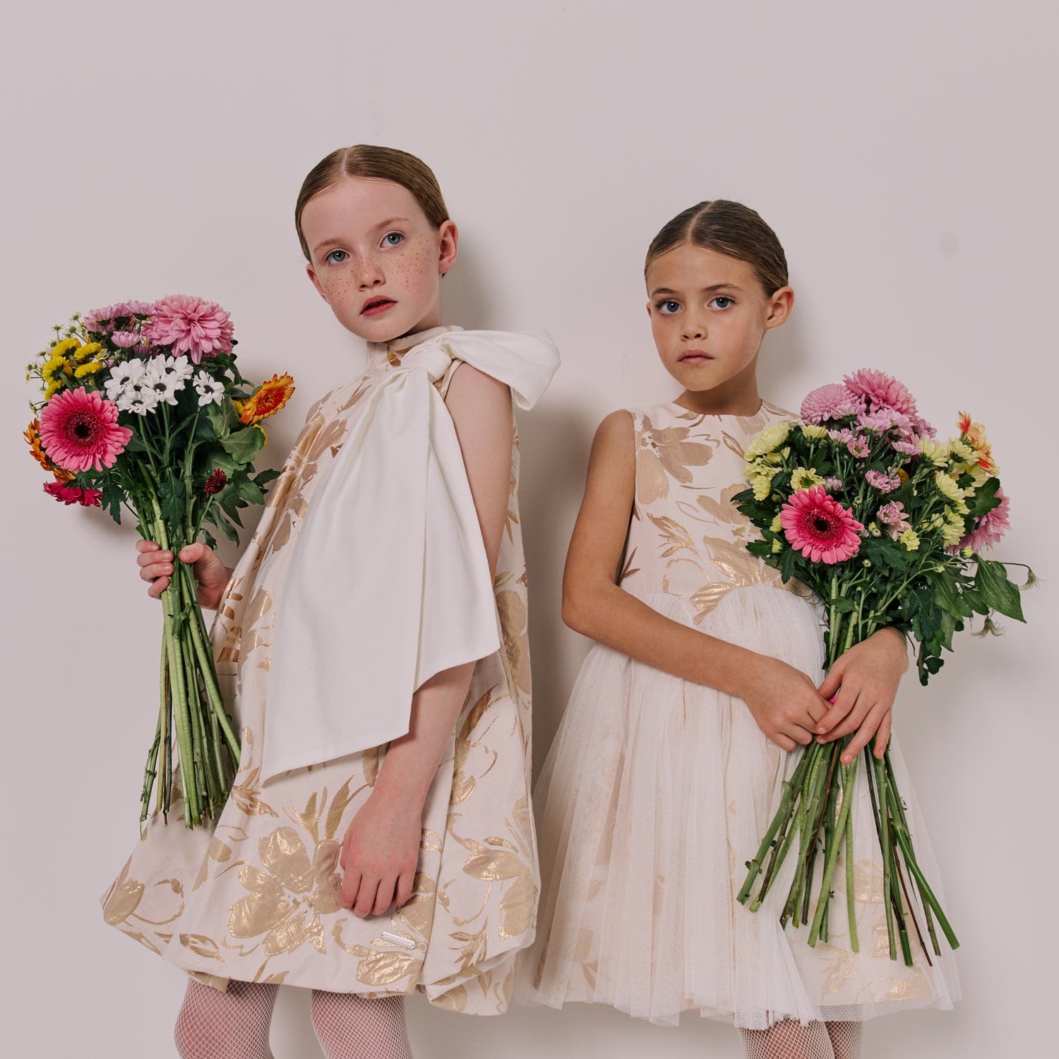 Lily of the Valley Dress Gold Abstract Floral Jacquard