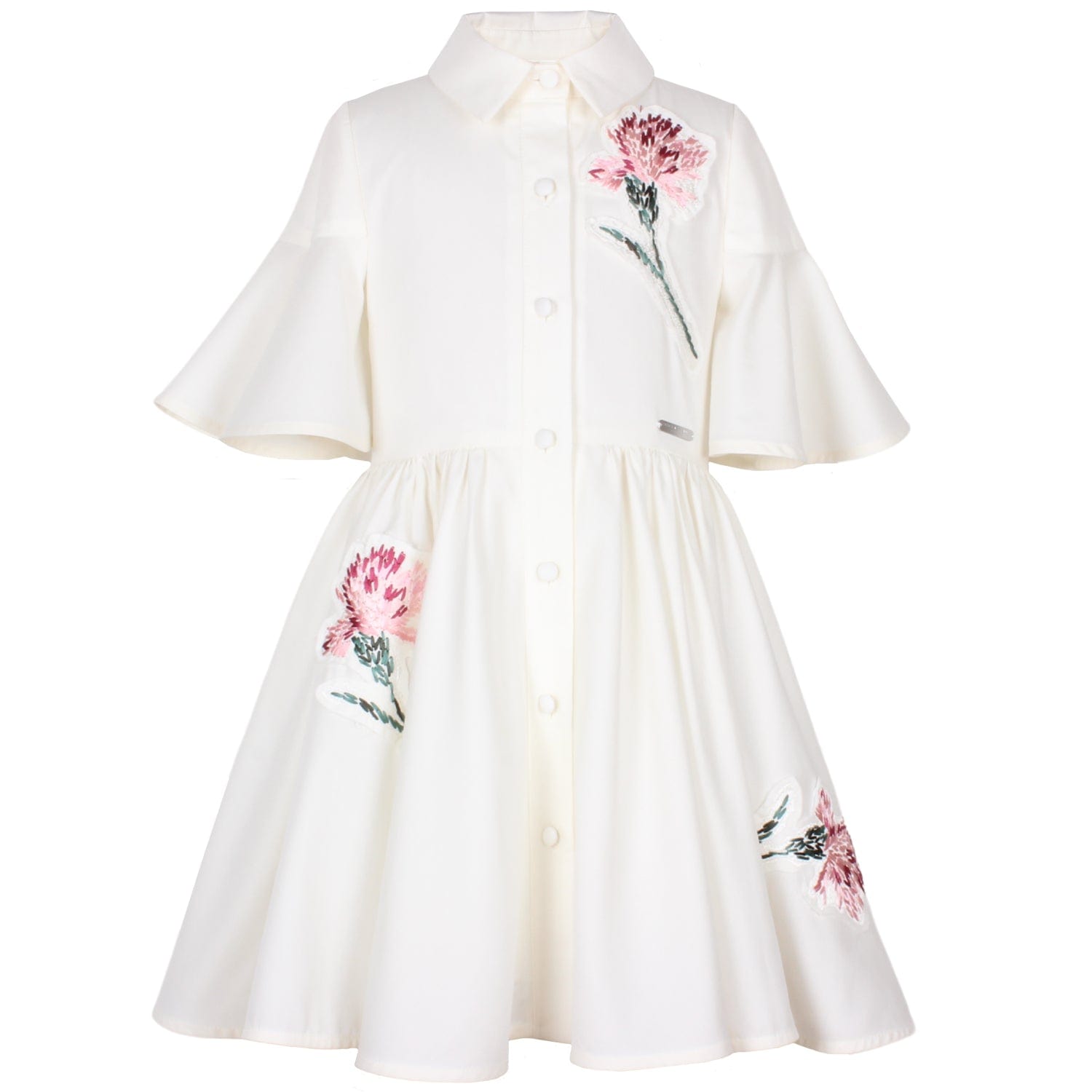 Little Sister Dress Flower Embroidery