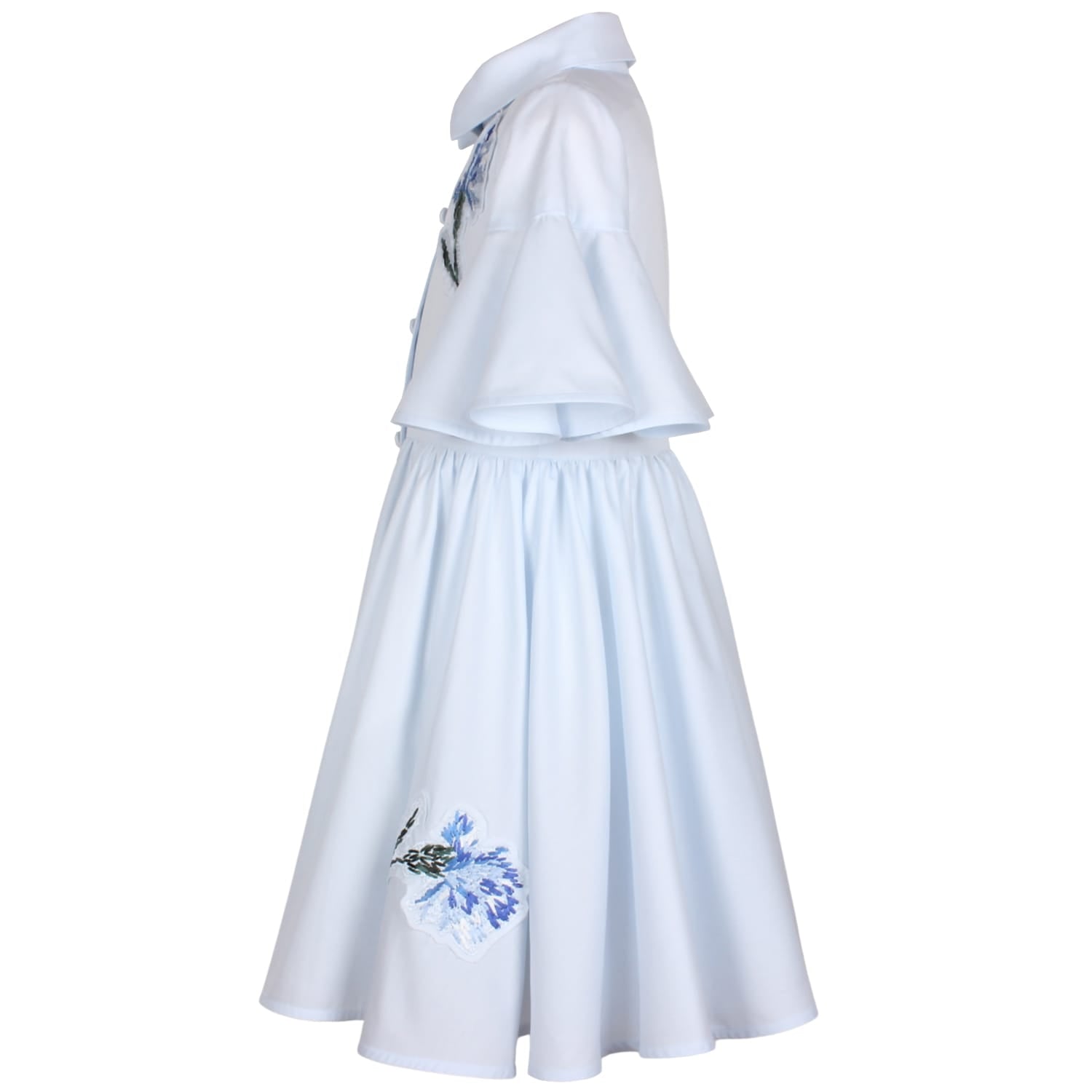Little Sister Dress Light Blue Flower Embroidery