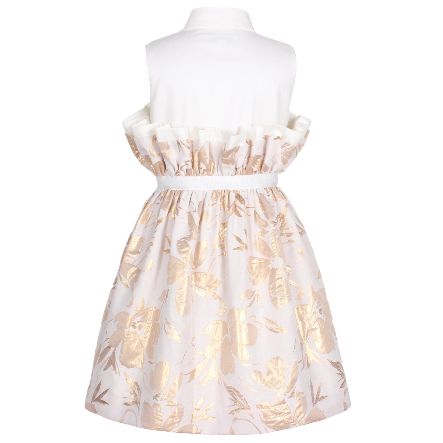 Romana Dress Gold Abstract Floral Jacquard