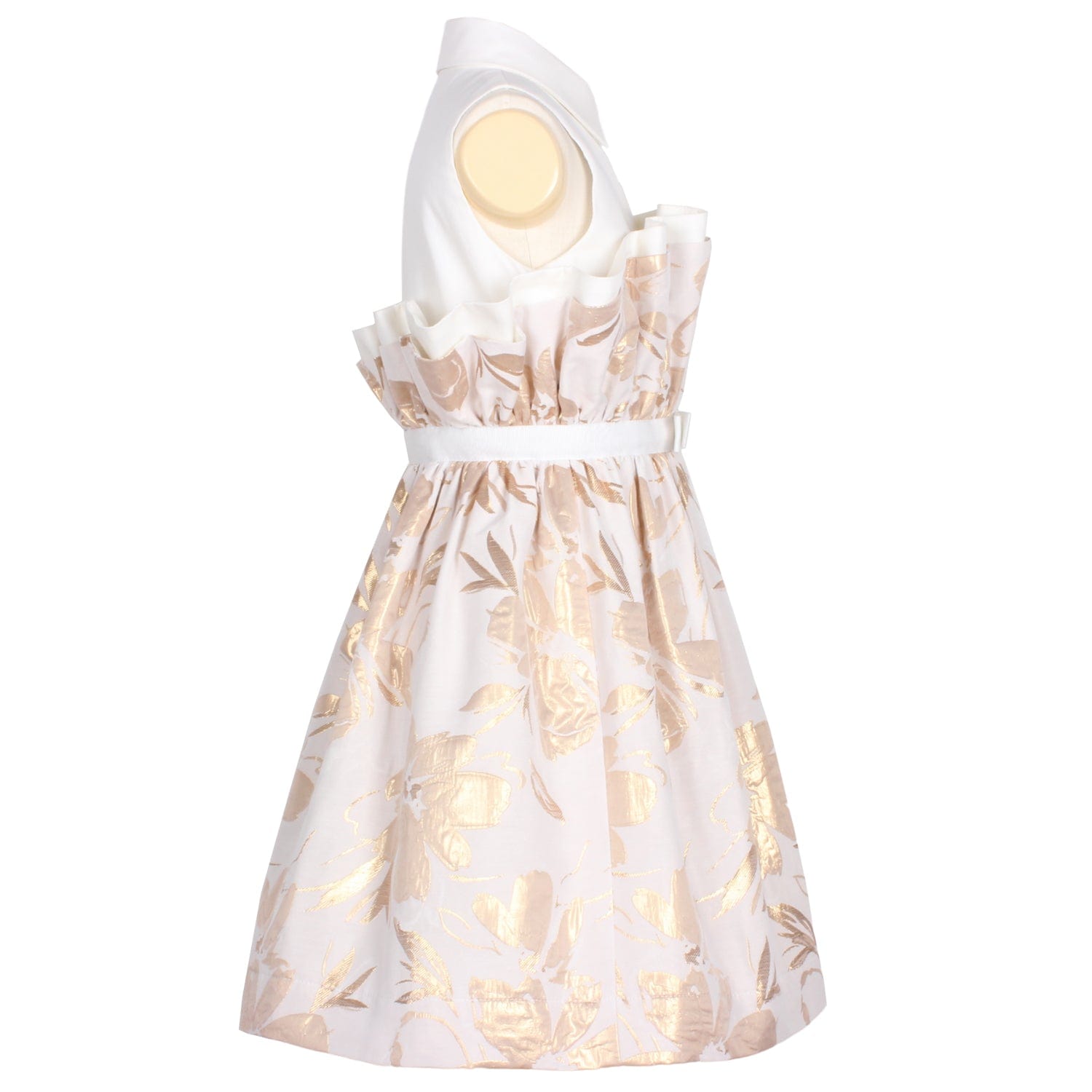 Romana Dress Gold Abstract Floral Jacquard