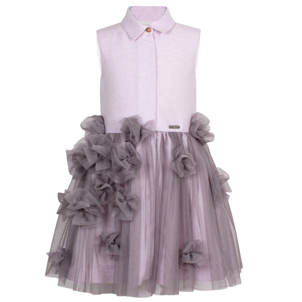 Flounce Tulle Flower Dress Lilac
