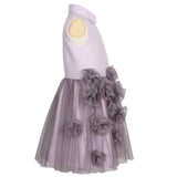 Flounce Tulle Flower Dress Lilac