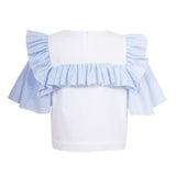 Frill Sailor Blouse Blue Lace Stripe