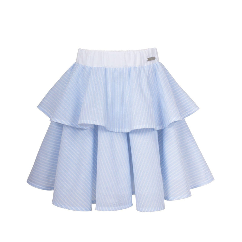 Layered Circle Skirt Blue Lace Stripe